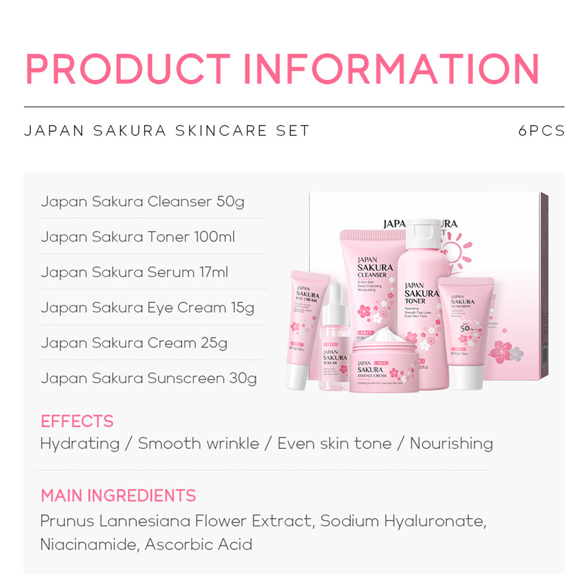 Set de Regalo de Cuidado de la Piel Sakura de Japón